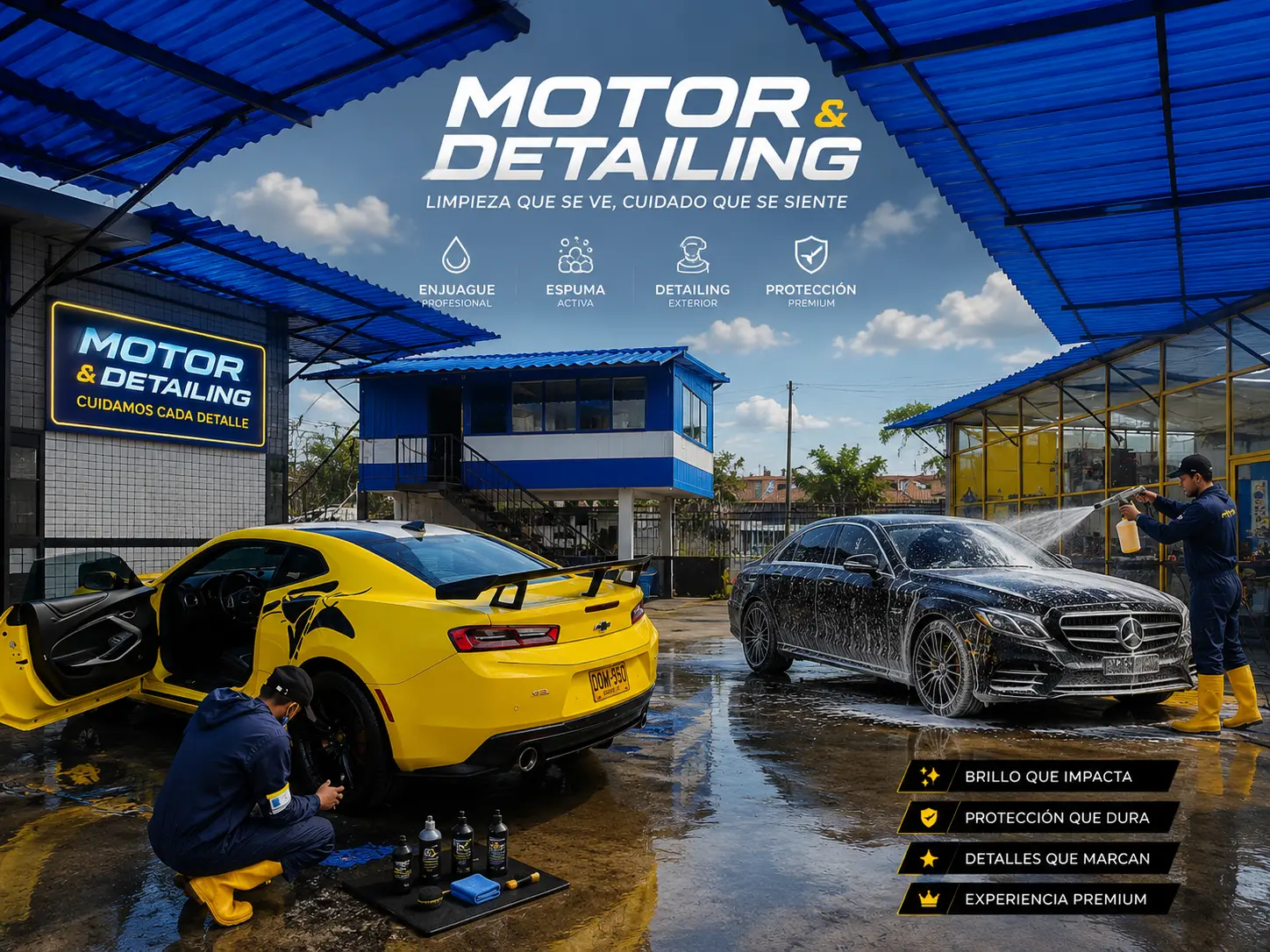 Servicio de motor y detailing premium en Maxi Wash Autolavado
